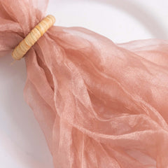 5 Pack Crinkled Organza 21"x21" Napkins Dusty Rose - Rustic Style Dinner & Party Napkins