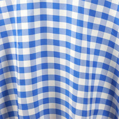 Polyester 120" Round Tablecloth White/Blue Seamless - Checkered Buffalo Plaid Table Cover