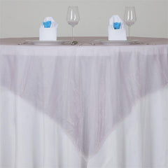 Organza 72"x72" Table Overlay Square Tablecloth Pink - Sheer Design for Stylish Events