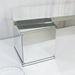 46"x12" Silver Acrylic Table Top Bridge for Rectangular Pillar Pedestal Stands, 4mm Thick Mirror Finish Plexiglass Connector Plate with Protective Film