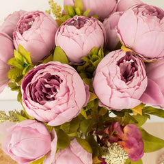 2 Pack 19" Lavender Lilac Artificial Peony Flower Wedding Bouquets, Faux Silk Flower Arrangements