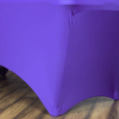 Stretch Spandex 6ft Rectangle Tablecloth Purple - Durable Form-Fitting Table Cover