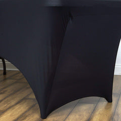 Stretch Spandex 6ft Rectangle Tablecloth Black - Durable Form-Fitting Table Cover for Events & Presentations