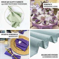 5 Pack Polyester 20"x20" Napkins Purple - Wrinkle Resistant & Easy Care Cloth Napkins