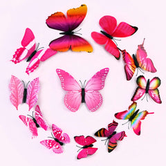12-Pack 3D Butterfly Wall Decals, DIY Stickers Decorative Pink Collection Removable Design