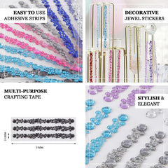 3 Pack Red Heptagon Self Adhesive Rhinestone Gem Craft Stickers