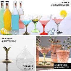 6-Pack Plastic Champagne Glasses Gold Hard Material - Durable Disposable Goblets for Wine 5oz