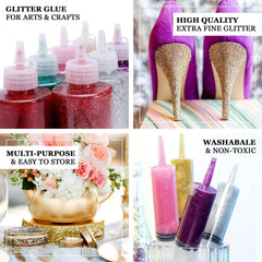 Metallic Glitter Glue Pink - Washable Nontoxic Art Glue for Fun DIY Projects Scrapbooking & Party Decor 4 oz Bottle