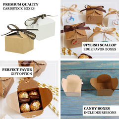 25 Pack 2.5"x2.5" White Grosgrain Ribbon Tote Party Favor Gift Boxes