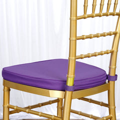 Chiavari Chair Cushion with 1.5" Thick Memory Foam and Ties Purple - Stylish Removable Cover for Comfort