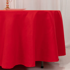 Cotton Blend 108" Round Tablecloth Red - Wrinkle-Resistant Design