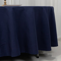 Cotton Blend 108" Round Tablecloth Navy Blue - Wrinkle-Resistant Design