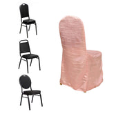 Crinkle Crushed Taffeta Chair Cover for Banquet Chairs Dusty Rose - Reusable Slipcover