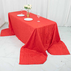 Taffeta 90"x156" Rectangle Tablecloth Red - Accordion Crinkle Seamless Table Cover