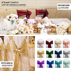 5 Pack Crinkle Taffeta Chair Sashes with Crushed Metallic Finish Coral - Stunning Event Chair Decor 6"x106"