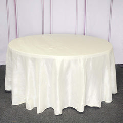 Taffeta 120" Round Tablecloth Ivory - Seamless Accordion Crinkle Table Cover