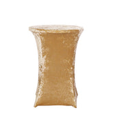 Crushed Velvet Spandex 32" Round Cocktail Table Cover Champagne Smooth Highboy Tablecloth