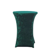 Crushed Velvet Spandex 32" Round Cocktail Table Cover Hunter Emerald Smooth Highboy Tablecloth