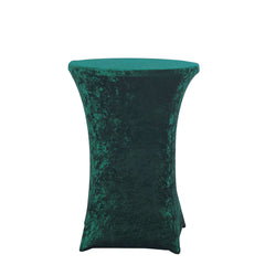 Crushed Velvet Spandex 32" Round Cocktail Table Cover Hunter Emerald Smooth Highboy Tablecloth