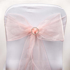 5 Pack Organza Chair Sashes Blush - Reusable Sheer Chair Bows 6"x108"