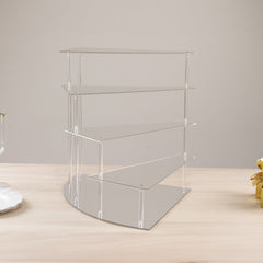 4-Tier Acrylic Cupcake Display Stand Silver Spiral Stairway Design - Stylish Reusable Multi Level Serving Tray Organizer Shelf Riser for Dessert Perfume Retail Jewelry & Collectibles 17"