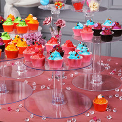 Acrylic Round DIY Cake Stand Plate Clear - Customized Tiered Dessert Display Holder for Treats Appetizers & Snacks