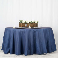 Polyester 120" Round Tablecloth Dark Blue - Seamless Faux Denim Design for Stylish Gatherings