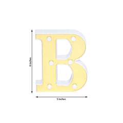 3D Marquee Letter "B" Warm White 6 LED Lights Gold - Chic Light-Up Decor for Events 6"