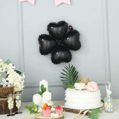 10 Pack 15" Shiny Black Four Leaf Clover Shaped Mylar Foil Balloons