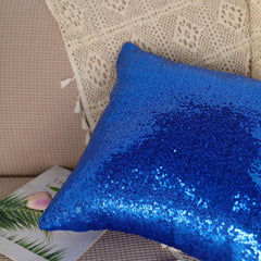 2 Pack 18"x18" Sequin Throw Pillow Cover, Decorative Cushion Case - Square Royal Blue Sequin
