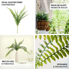 20" Artificial Boston Fern Green Leaf Plant, Premium Real Touch Indoor Spray