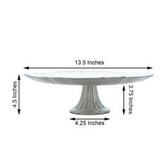 Glass Pedestal Cake Stand Scalloped Edge Design Silver - Cupcake Holder and Dessert Display Plate 14"