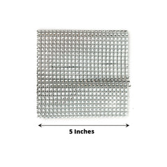 4 Pack Silver Rhinestone Mesh Velcro Backdrop Curtain Bands, Large Chair Sash Clip Tie Backs - 5"X10"