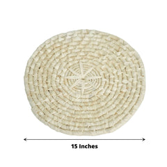 4-Pack Placemats Braided Design Natural Corn Husk Round - Woven Rustic Rattan Style for Tables 15"