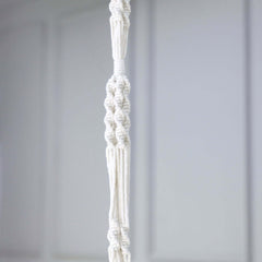 2-Tier Hanging Planter Basket with Tassels Ivory Double Boho Design - Cotton Rope Indoor Decorative Holders