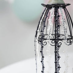 Black Self Adhesive Craft Rhinestone Trim Strips, Heart Pearl Embellishment Stickers