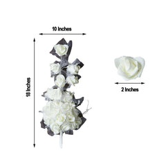 24 Pcs Bouquet Cream Artificial Handcrafted Foam Rose Flowers