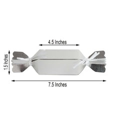 25 Pack Silver Candy Shape W Satin Ribbon Party Favor Gift Boxes - Clearance SALE