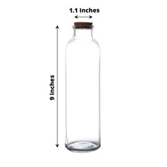 12-Pack Glass Storage Jars Round Design Clear with Cork Stoppers - Refillable Bottles for Kitchen & Organization 9" 16oz