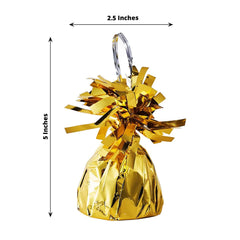 12 Pack 5" Metallic Gold Foil Tassel Top Party Balloon Weights, 5.5oz