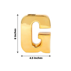 Shiny Ceramic Vase Letter "G" Gold Plated - Chic Bud Planter Pot for Events & Decor 6"