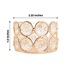 6-Pack Crystal Beaded Tea Light Candle Holders Gold Metal 1.5" - Stylish Votive Candle Stands for Weddings