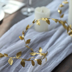 40 LED Garland String Lights Rose Leaf Design Metallic Gold Warm White - Battery Operated Hanging Décor 15ft