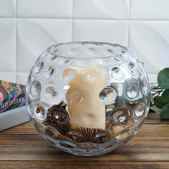 2-Pack Glass Bubble Vases Sphere Hobnail Design Clear Round - Decorative Votive Tealight Wedding Centerpieces 8"