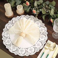 100 Pcs Paper 12" Round Placemats in White - Food Grade Lace Paper Doilies for Dessert Display & Table Decor