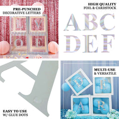 4 Pack 5" Iridescent Alphabet Stickers Banner, Customizable Stick on Letters - M
