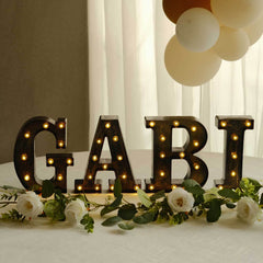 LED Marquee Letter "G" Industrial Style Antique Black - Light-Up Alphabet Sign for Weddings & Displays 9"