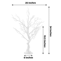 Manzanita Tree Centerpiece White with 8 Acrylic Bead Chains - Easy Assembly Decorative Artificial Tree for Modern Weddings Parties & Event Displays 34"