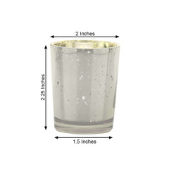 12-Pack Mercury Glass Candle Holders Silver with Speckled Design - Votive Tealight Holders 2"