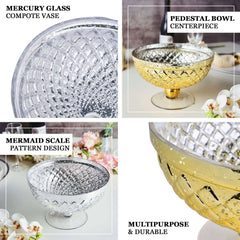 Mercury Glass Pedestal Bowl Vase Compote Style Gold - Sophisticated Floral Table Decor for Events 8"
